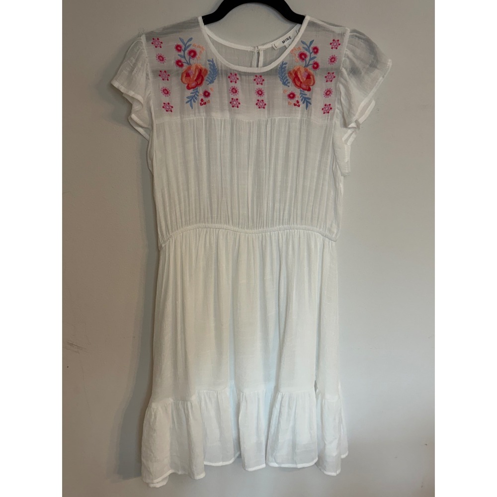 MINE White Embroidered Flutter Sleeve Dress - Picture 3 of 7